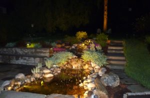 Back Yard Pond & Waterfall -with low voltage LED lights- Newtown Square, Delaware County, PA 19073