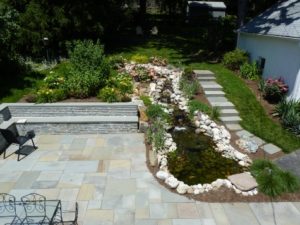 pond installed in backyard